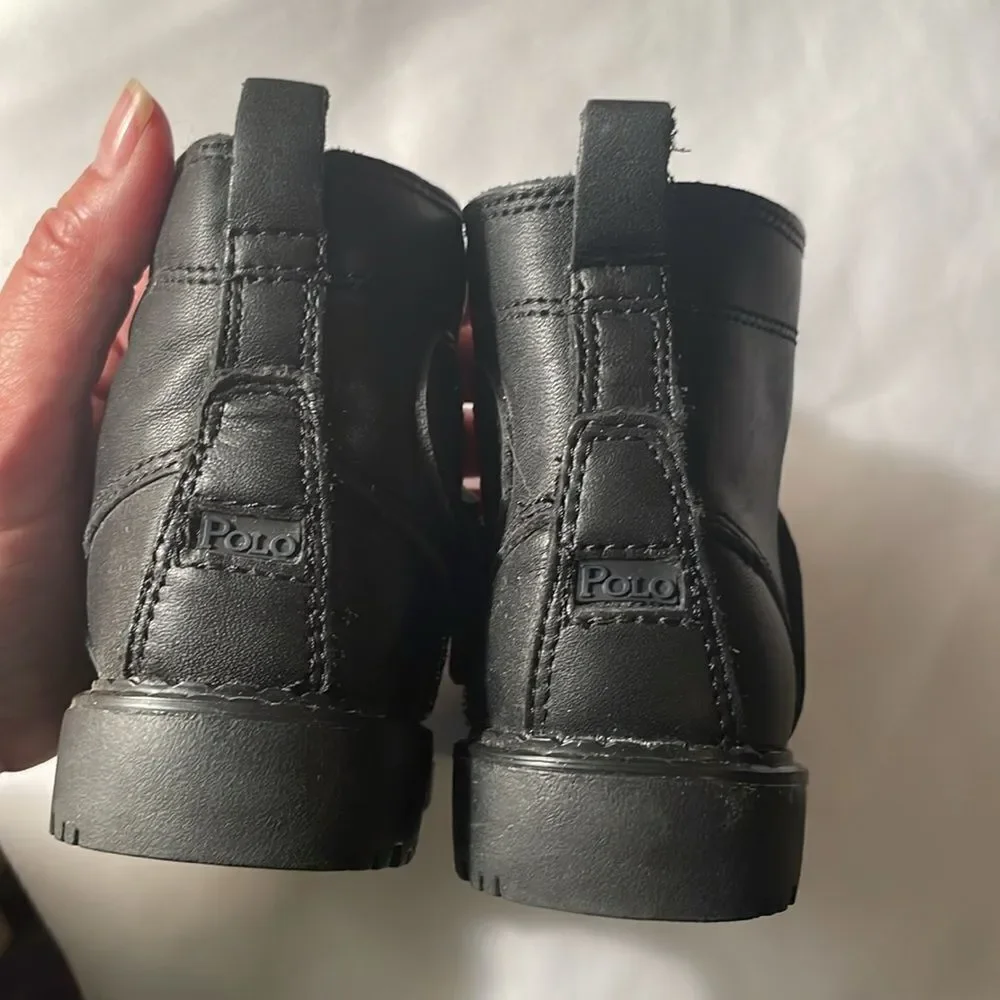POLO BY RALPH LAUREN black leather ranger boots.   New
